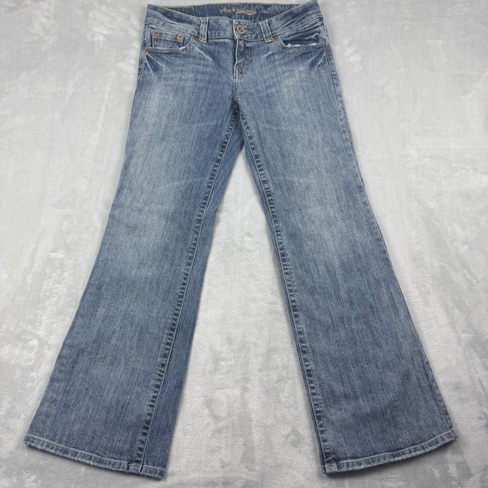 Y2K American Eagle Outfitters Womens Boyfriend Flare Jeans Medium Wash Size 10 R